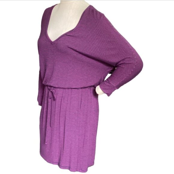 Caslon Striped V-Neck Tee-Shirt Dress Sz S Blue & Pink 120R - Picture 3 of 10